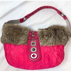 Coach - pink authentic RARE quilted, angora